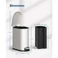 thumbnail image 6 of 2.6 gal Stainless Steel Trash Can with Lid, 10 L Slim Garbage Can for Bedroom Bathroom, Small Step-on Metal Trash Bin with Inner Bucket, Rear Handle, Soft Close Lid, 6 of 7