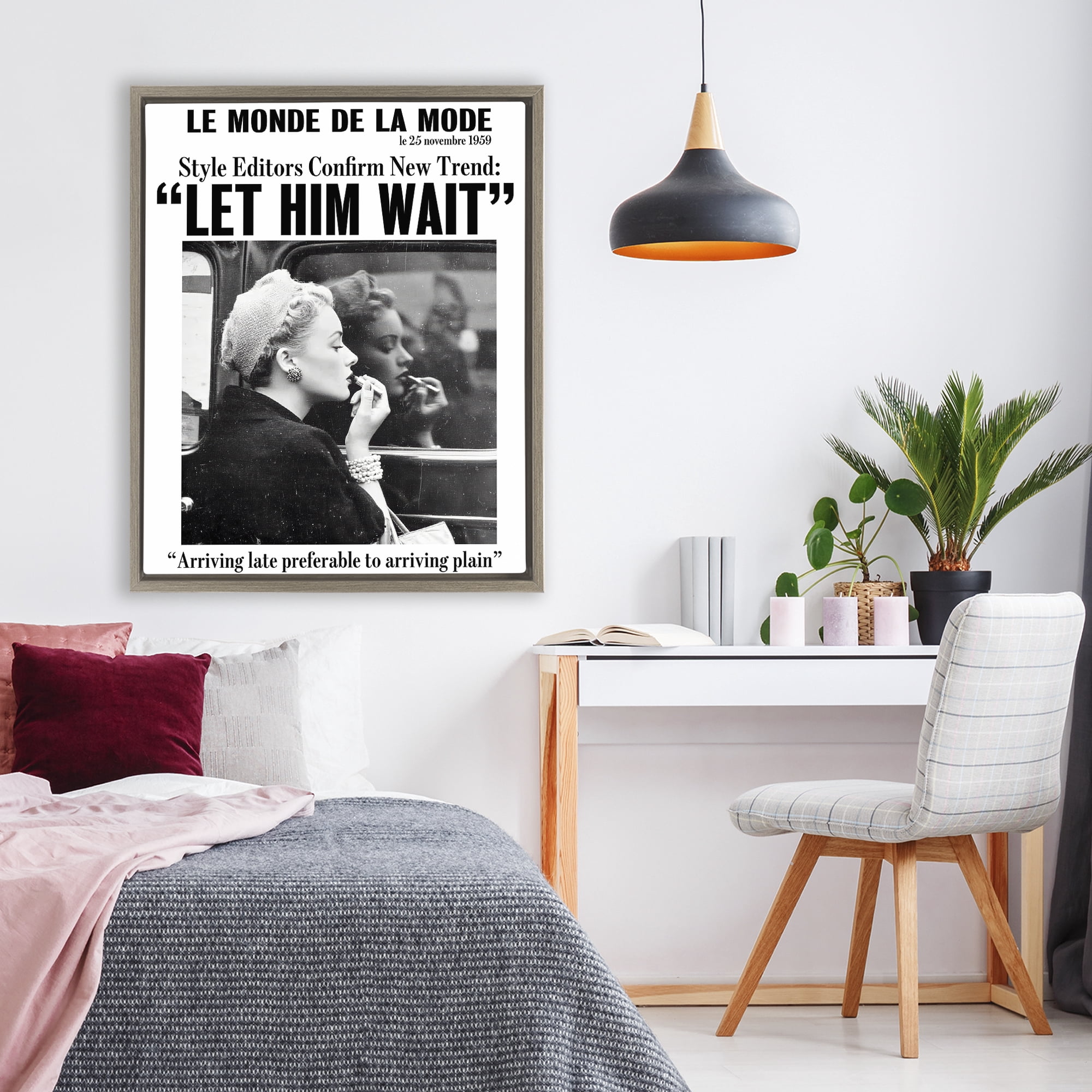 Stupell Industries Let Him Wait Advice Brown Framed Floater Canvas Wall Art, design by Annabelle Hall
