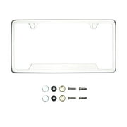 KA Depot Bottom Corner Cut Out Version Chrome Polish Mirror License Plate Frame T304 Stainless Steel + Metal Screw Caps
