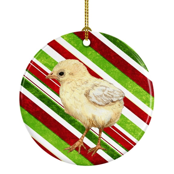 Carolines Treasures SB3141CO1 Baby Chick Candy Cane Holiday Christmas Ceramic Ornament 3 in multicolor
