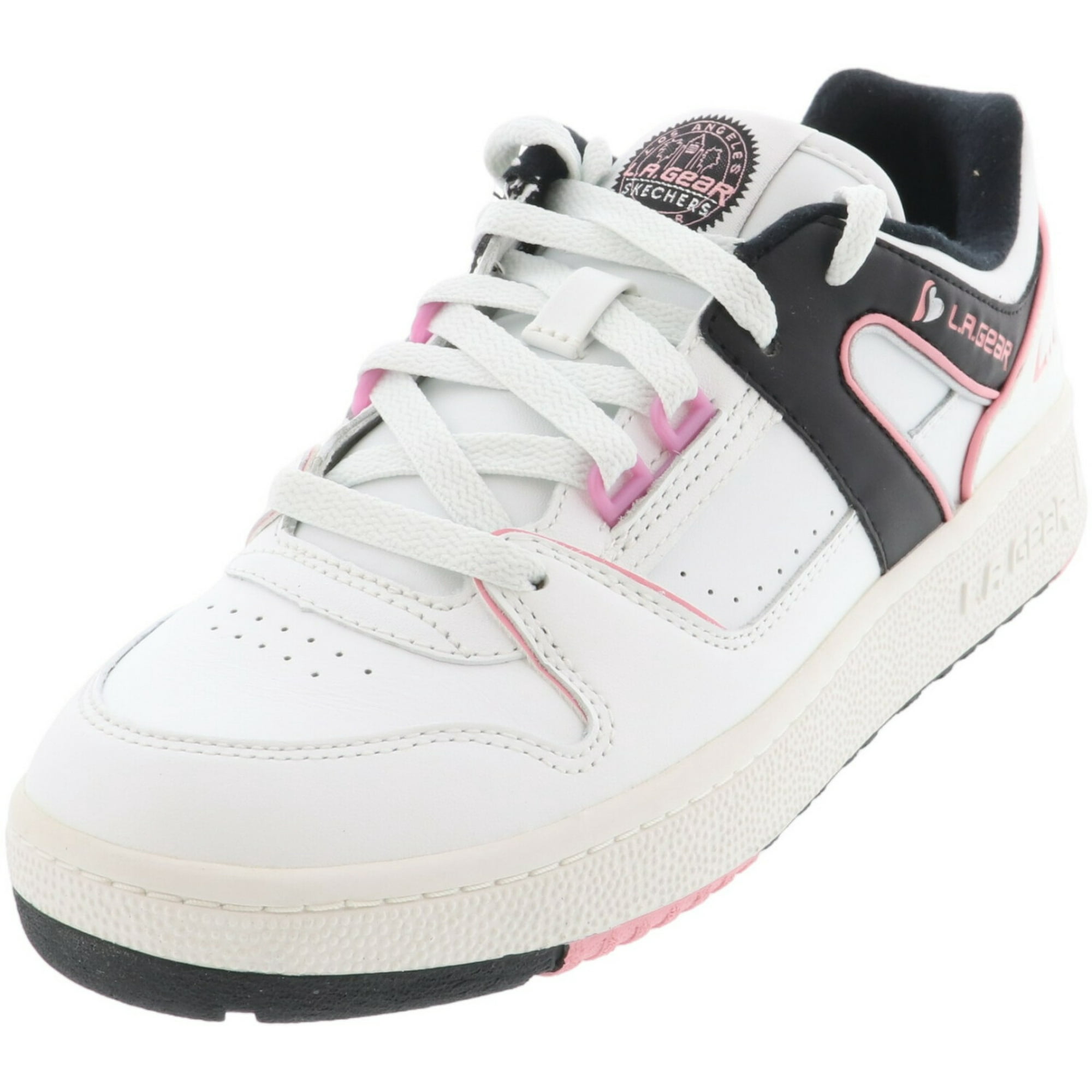 Skechers Women s L.A. Gear Slammer Low White Black Pink Top Sneaker 9M Walmart