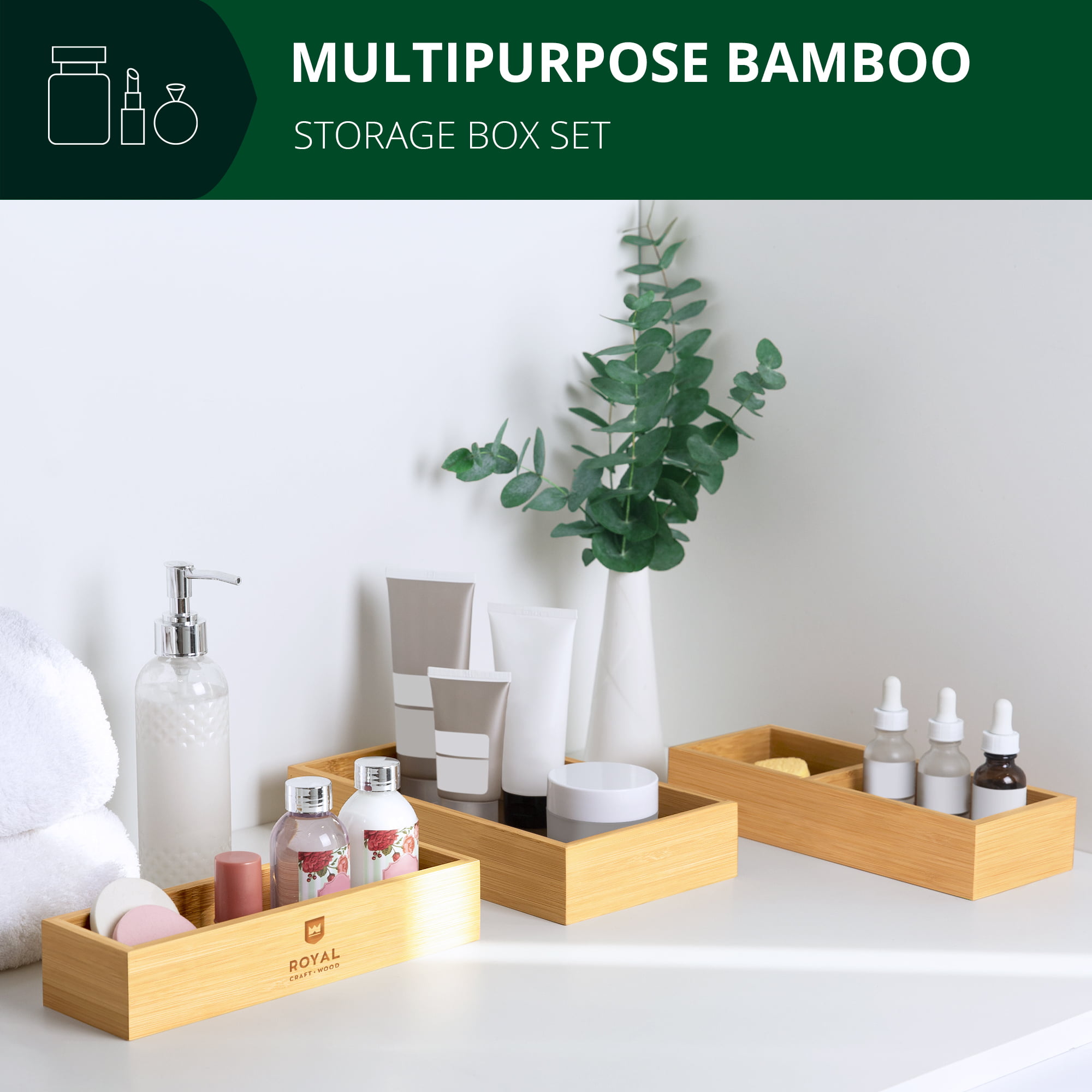  Oyydecor Bamboo Drawer Organizer Storage Box Set, 5-Piece  Multi-Use Junk Drawer Organizer for Kitchen, Bathroom, Office Desk,  Dresser, Makeup, Vanity (Natural) : Everything Else