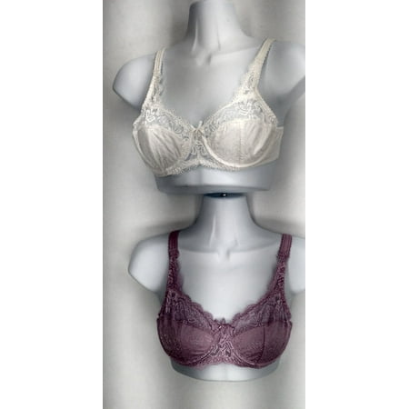 Barely Breezies Sz 32A (2) Lace Embellished Pink / White Bra New
