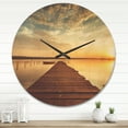 thumbnail image 2 of Designart 'Sea Pier under Beautiful Cloudscape Evening Lights' Farmhouse Wood Wall Clock, 2 of 5