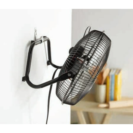 Mainstays 9 in High Velocity Floor Fan Wall Mount Black