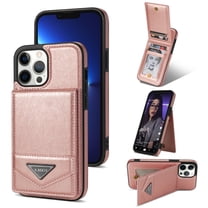 Feishell Luxury PU Leather Wallet Case for iPhone 15 Pro - Back Credit Card Slots RFID Blocking Kickstand Cover with Magnetic Button, TPU Shockproof Flip Case for iPhone 15 Pro,Pink