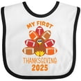thumbnail image 3 of Inktastic My First Thanksgiving with Football Turkey 2025 Boys or Girls Baby Bib, 3 of 4