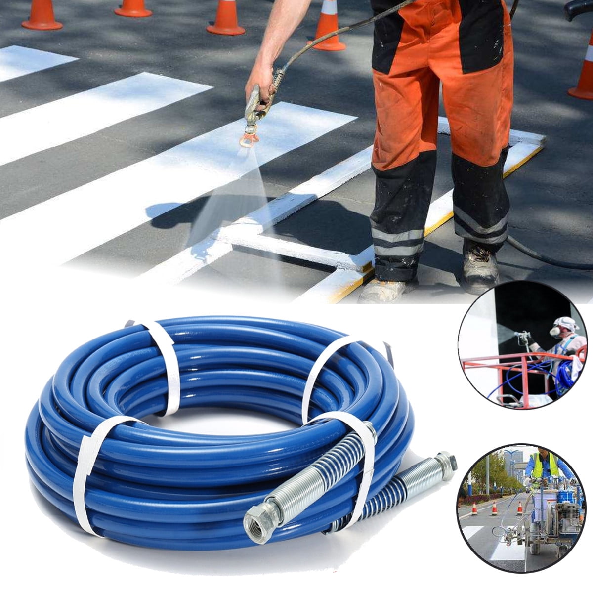 15m 1/4'' High Pressure Airless Paint Spray Hose Sprayer Tube Building