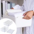 thumbnail image 4 of Paquete de 3 canastas de almacenamiento de plástico, caja de almacenamiento de refrigerios, canasta organizadora de cocina de plástico portátil, caja blanco Soledad Contenedor de almacenamiento, 4 of 10