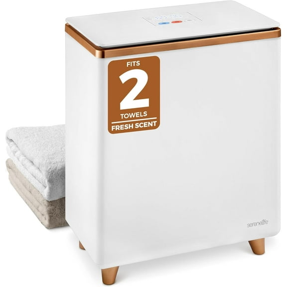 SereneLife Luxury Towel Warmer With Towel, with Customized Fragrance for Spa and Bathroom, Luxury Towel Heater Gifts for Him & Her, Auto Shut off, Fits 2 large Towels, Blankets, Bathrobes, PJ's