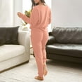 thumbnail image 4 of Elainilye Fashion Women Two Piece Outfits Fall Sweatsuit Casual Round-Neck Button Long Sleeve Top Elastic Waist Pants Sets,Pink, 4 of 9