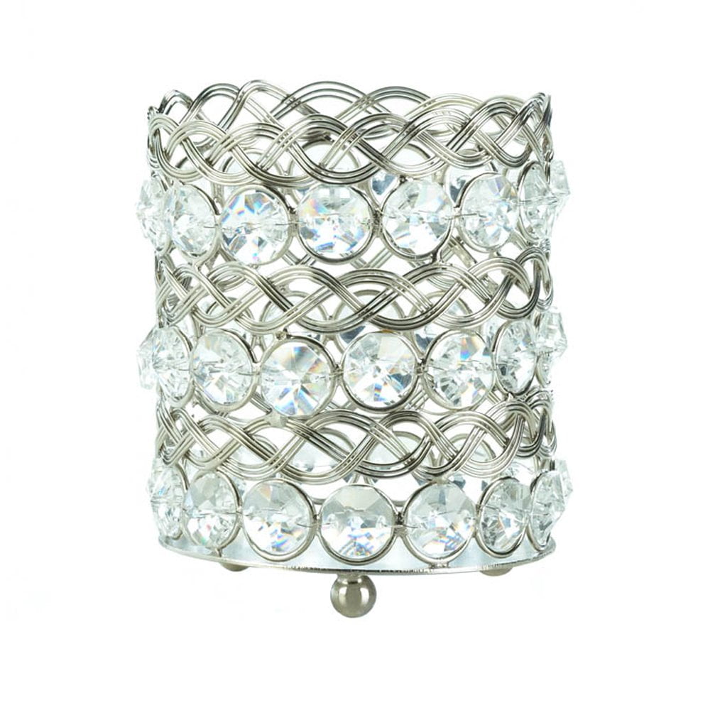 Candle Holders Crystal, Modern Round Glass Small Clear Crystal Candle