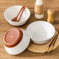 thumbnail image 4 of 3 Pack Salad Bowl Set,MALACASA 60 oz Large Serving Bowl Set, Deep Soup Bowl for Kitchen, White Ceramic Ramen Bowl Set for Cereal, Pasta, Salad, Dishwasher & Microwave Safe, Easy Clean, 4 of 6