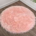 thumbnail image 1 of Chrlaon Faux Fur Sheepskin Area Rug Non-Skid Furry Carpet for Living Room, Pink, 3' x 3', 1 of 6