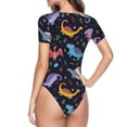 thumbnail image 4 of Daiia Cartoon Dinosaur print Women's Crew Neck Short Sleeve Bodysuit Fashion Tops Fit Casual Basic Extender Bodysuit-XX-Large, 4 of 9