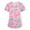 Multicolor, variant on Women's Valentine's Day Scrub Top Cute Love Heart Printed V-Neck Short Sleeve Scrub Top Valentine's Day Cartoon Pattern Scrub Tops with Pockets