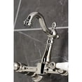 thumbnail image 3 of Kingston Brass KS2446PL Heritage Double-Handle Wall-Mount Bridge Kitchen Faucet, Polished Nickel, 3 of 7