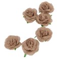 thumbnail image 3 of Rosas de arpillera, 6 piezas de flores de rosas de arpillera, flores artificiales, flores de arpillera, manualidades, compactas y ligeras, 3 of 12