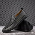 thumbnail image 6 of Spring Summer New Men's Casual Hollow Loafers Slip On Breathable Leather Flats Boat Shoes Driving Shoes Moccasins Comfort Walking Shoes, 6 of 15