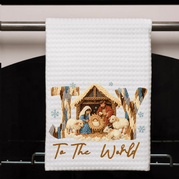 JOY To The World Nativity Kitchen Towel – Waffle Weave 16x24
