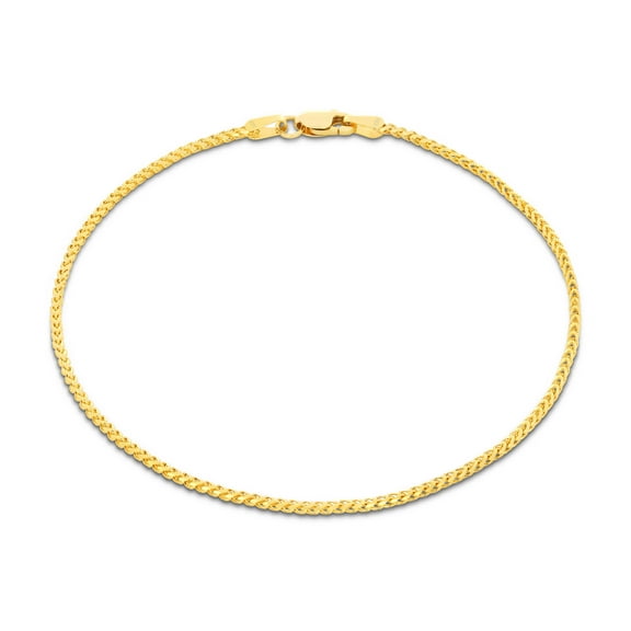 Nuragold 10k Real Yellow Gold Solid Franco Diamond Cut 1.4mm Spiga Wheat Chain Bracelet (7"-9") Italian Jewelry for Men & Women