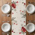 thumbnail image 6 of Red Floral Valentine's Day Table Runner - 90 Inch Long, Kitchen Dining Table Runner Dresser Scarves, Gnomes Botanical Gifts Rustic Farmhouse Decor for Coffee Tables Wedding Party Banquet, 6 of 8