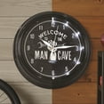 thumbnail image 3 of American Art Decor Welcome to the Man Cave LED Clock - 12" Wall Mounted Modern Mechanic Wall Decor - Wall Clock for Living Room, Dorm, Mancave, Garage, Office, Game Room (Black/White), 3 of 9