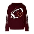 thumbnail image 4 of FAVIPT Women' Football Lover Casual Waffle Hoodie,Waffle Knit Hoodie for Women Game Day Sweatshirt Oversized Graphic Long Sleeve Sweater Football Season Pullover 2024 Wine,M, 4 of 4
