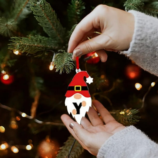Juego de 26 adornos colgantes acrílicos navideños con diseño de Papá Noel | Adornos navideños DIY para decorar la puerta de la pared o la fiesta en casa | Manualidades navideñas para regalar