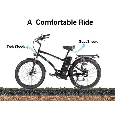 SOHOO 48V500W13Ah 26″ Adult Step-Over Beach Cruiser Electric Bicycle (Fit 5Ft3in to 6Ft8in) (Black)