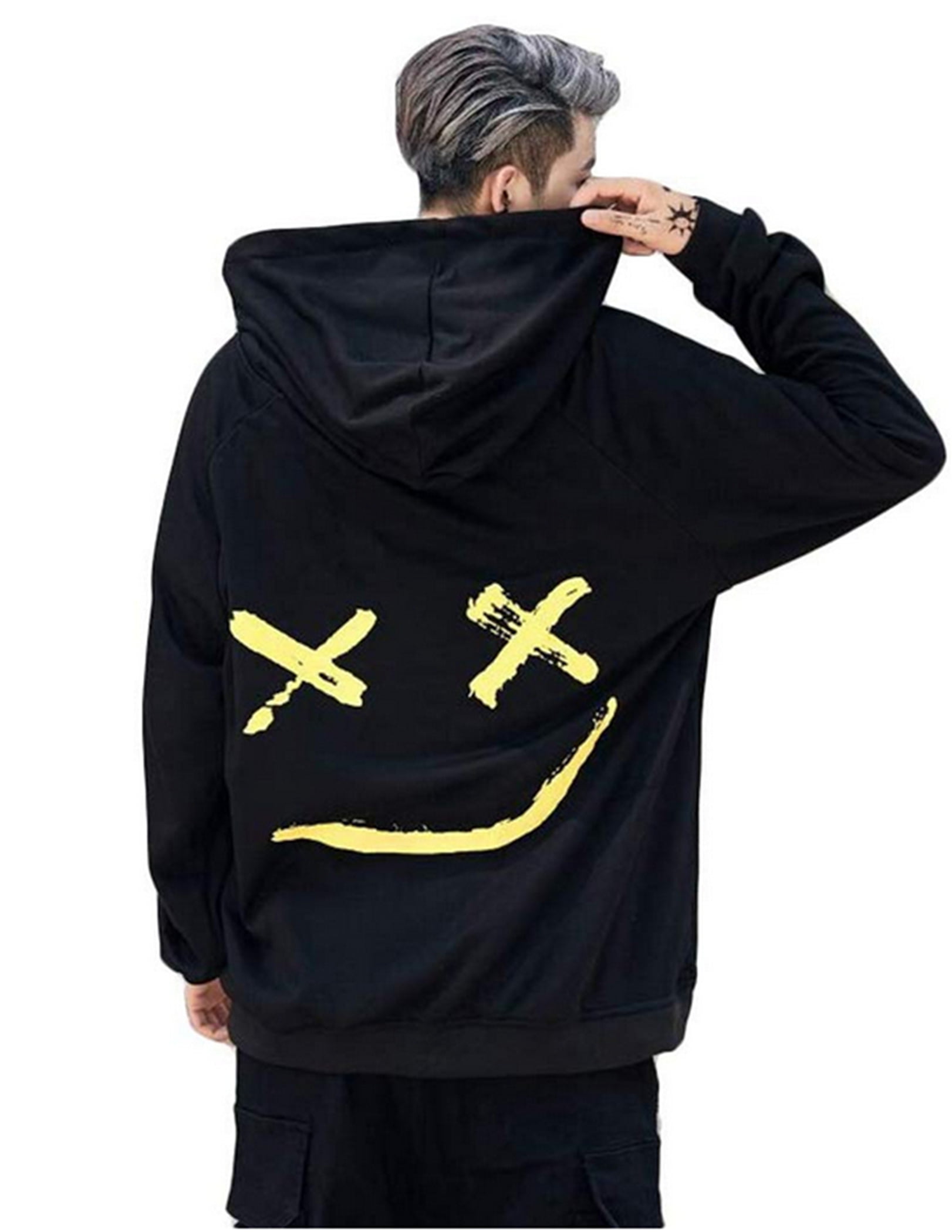 Men's Patchwork Streetwear Hoodie Pullover Hip Hop Manches Longues Sweat 