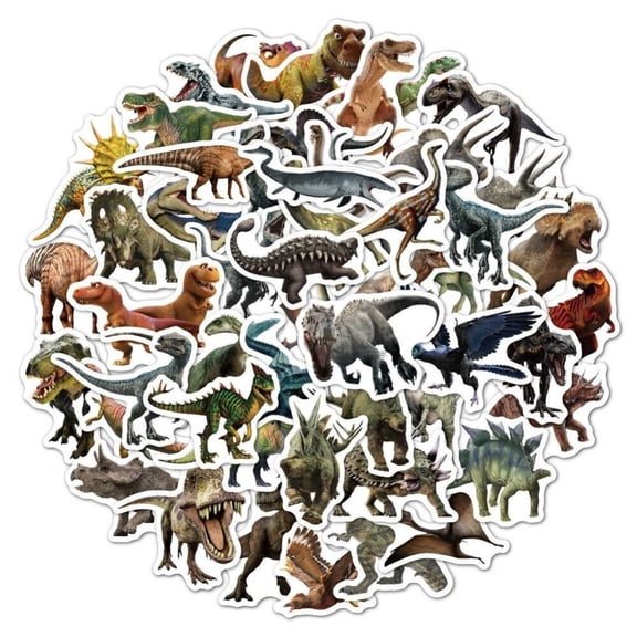 vlrwzc 50 Pcs Dinosaur Stickers for Laptop Water Bottles Car Bicycle Skateboard Motorcycle Luggage, Waterproof Animal Stickers Decal for