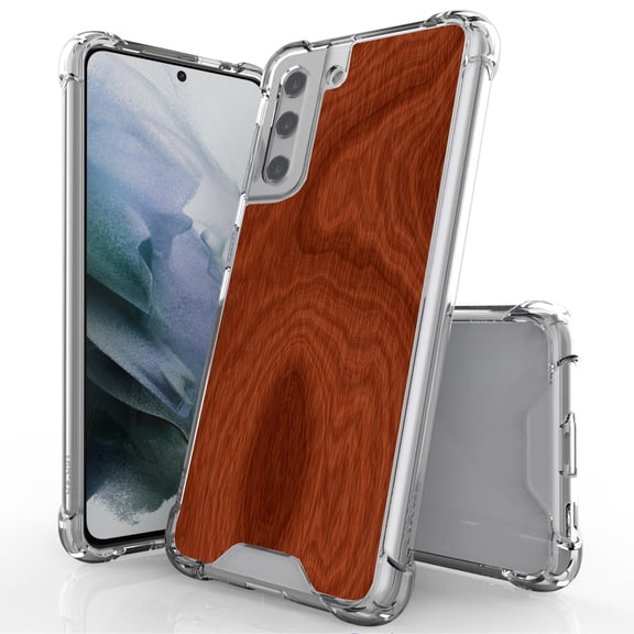 ANJ  Hybrid Slim Hard Back Cover Case Flexible Bumper for Samsung Galaxy S21 - Wood Pattern
