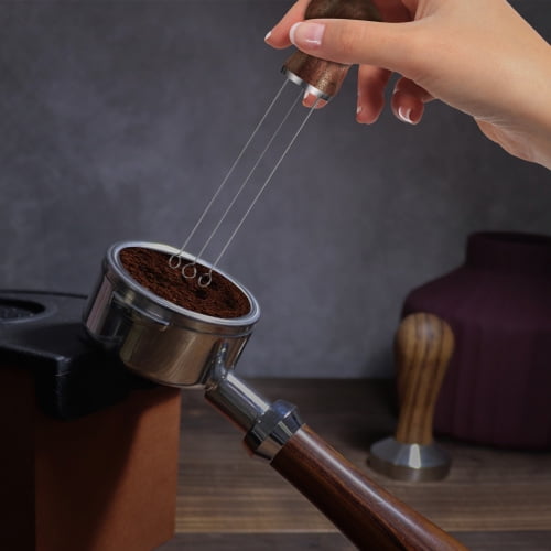 Zhaomeidaxi Hand Mixer Electric, Coffee Stirrer holder Stainless Steel  Whisk Mixer with Brush Bracket for Espresso Barista Tamper Distributor 