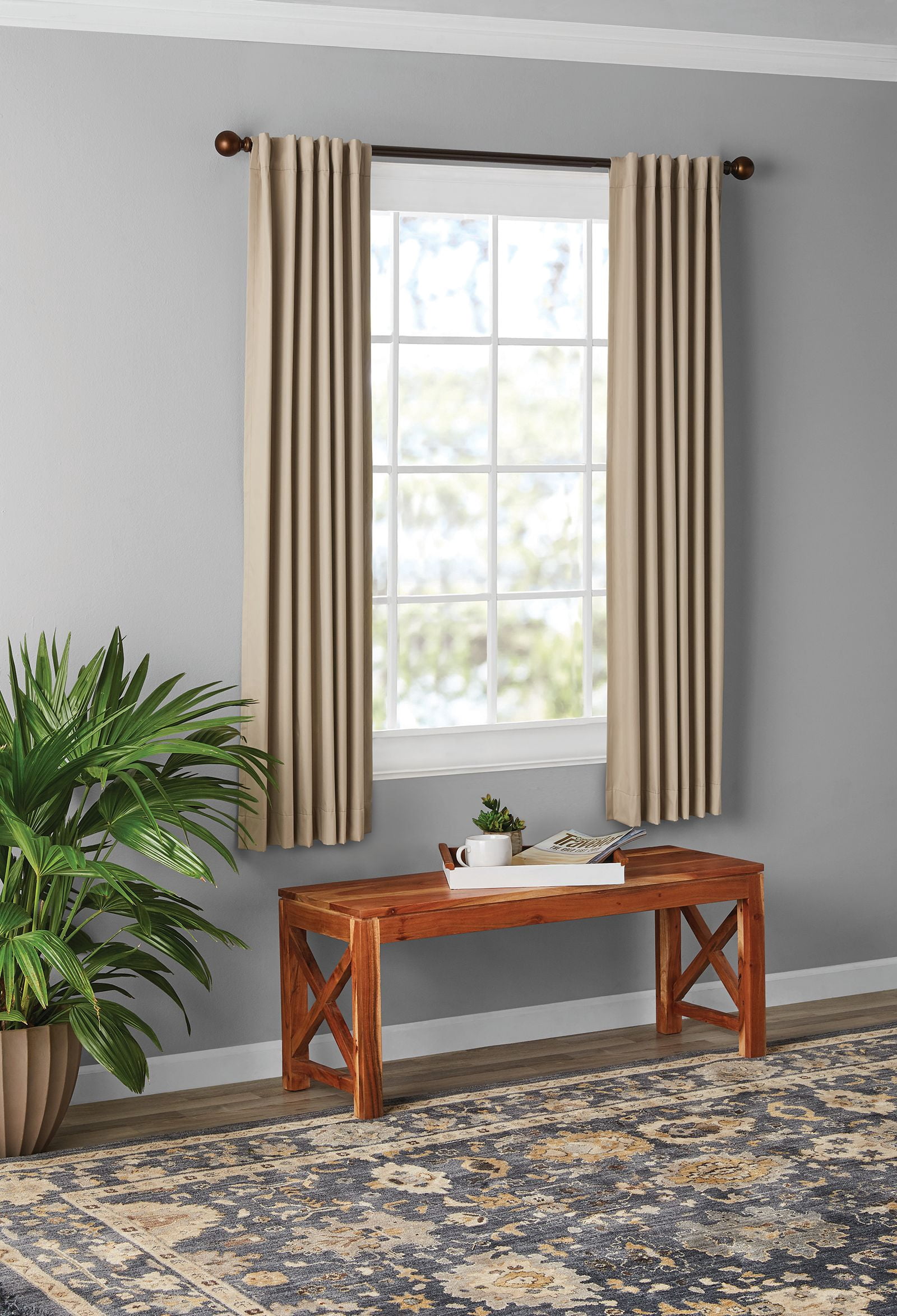 Mainstays Solid Blackout Curtain Panel, 1 Panel, Beige, 50" W x 63" L