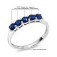 thumbnail image 6 of Gem Stone King 10K White Gold Blue Sapphire 5 Stone Wedding Engagement Anniversary Promise Ring for Women (0.80 Cttw, Round 3MM,3MM, Gemstone September Birthstone, Available in Size 5, 6, 7, 8, 9), 6 of 6