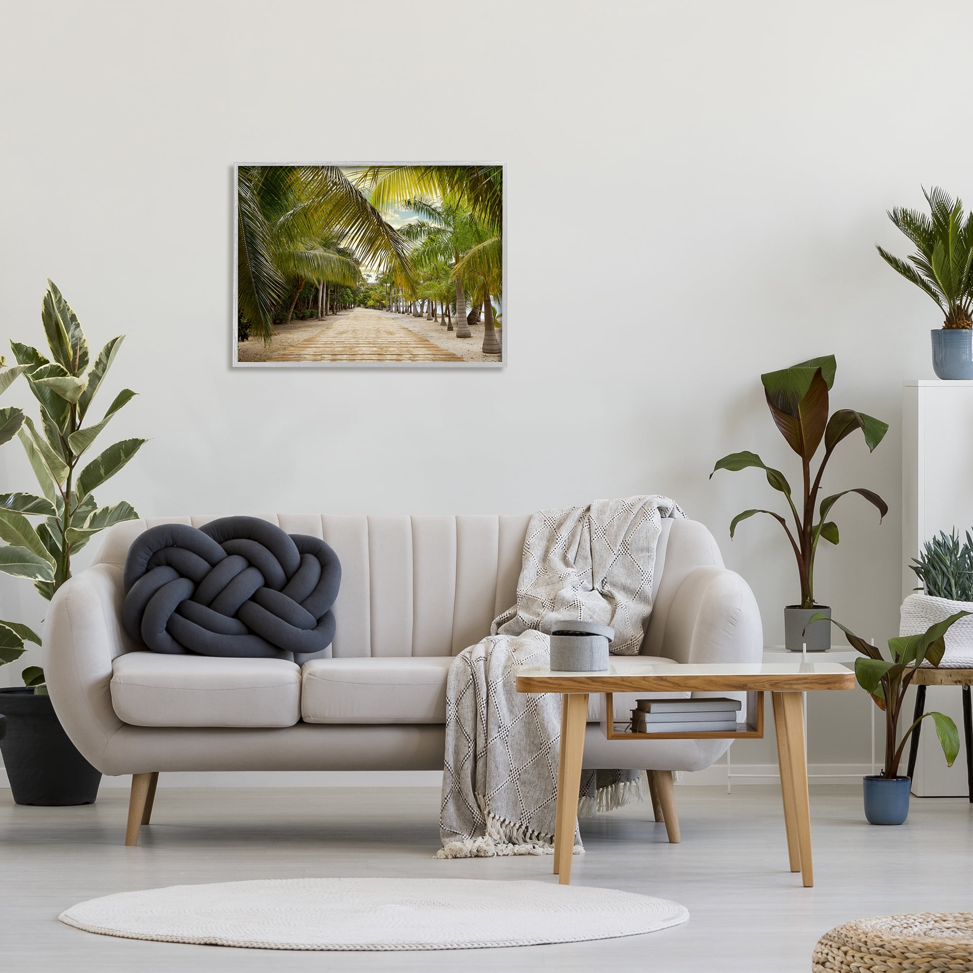 Stupell Industries Tropical Boardwalk Path Landscape Photography Gray Framed Art Print Wall Art, 30 x 24