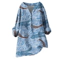 thumbnail image 1 of ICHUANYI Liquidación Blusa casual de manga larga de verano para mujer con cuello en V y estampado ICHUANYI WER202308251066, 1 of 4