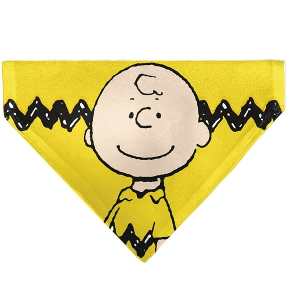Peanuts Pet Bandana Charlie Brown Smiling Face Pose with Stripe Yellow Slip On Collar Bandana Only