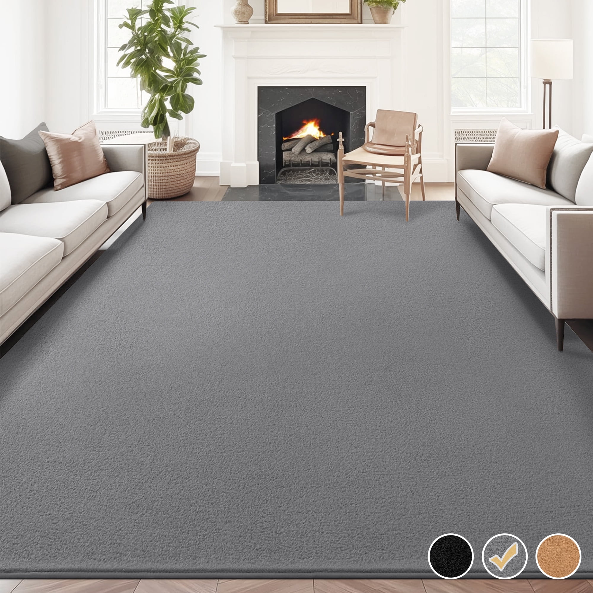 Nefoso Low Pile Area Rug, 5ft x 8ft Soft Fluffy Area Rugs for Living Room Bedroom Decor Carpet, Light Gray