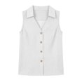 thumbnail image 5 of WCJM Casual Breathable Linen Blend V Neck Collared Sleeveless Tank Vest Top Women Summer Cotton Linen Wood Button Down Relaxed Fit Everyday Blouse Shirt, 5 of 6