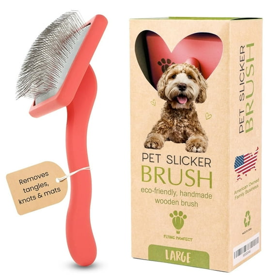 Pet Slicker Brush for Dogs – Grooming Brush for Poodles, Doodles, and Golden Retrievers (Flat Large)
