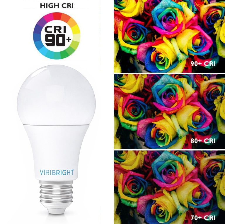 Viribright® A19 LED Bulb, 60W, Dimmable, 810 Lumens, CEC, 90+ CRI, Daylight 5000K (4 Pack)