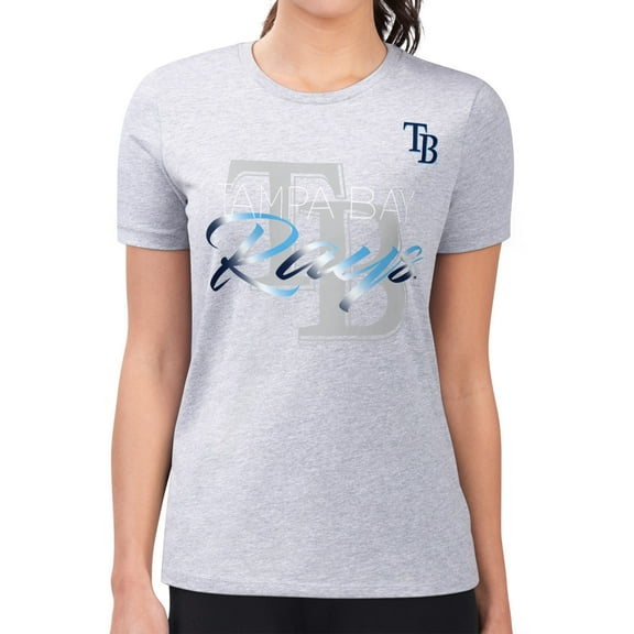 Women's G-III 4Her by Carl Banks Heather Gray Tampa Bay Rays Super-Slim Fit Lightweight Shadow Logo Graphic T-Shirt