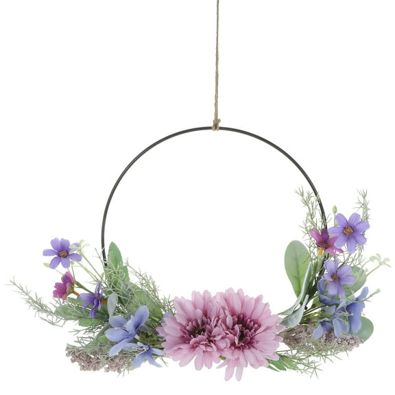 LOLIPPYY Hanging Artificial Wreath Floral Hoop Wreath Multi Polyester 1Pcs 5X26X36CM