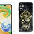thumbnail image 1 of Shockproof Fashion Phone Case for Samsung Galaxy A14 5G, with Tempered Glass Screen Protector, by OneToughShield ® - Skull Smoke, 1 of 3