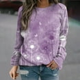 thumbnail image 2 of IROINNID Women's Long Sleeve Sweatshirt Round Neck Mid-Length Print Comfy Warm Sweatshirt, Purple, 2 of 5