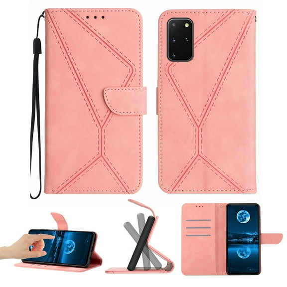 Wallet Case For Samsung S20 Plus,RFID Blocking Magnetic Flip Case with Card Slots Holder Kickstand Wrist Strap, PU Leather Folio Shockproof Protective Cover For Samsung Galaxy S20 Plus,pink