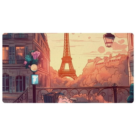 

DragonBtu Kitchen Rug and Mat Kitchen Mat Anti Fatigue Non Slips Kitchen Floor Mat Kitchen Rug or Mat Washable Cartoon Paris Eiffel Tower Bicycle 15.7x29.5in