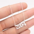 thumbnail image 3 of OPOLSKI 1980-2019 Birth Year Number Charm Pendant Stainless Steel Chain Necklace Silver 2004#, 3 of 8